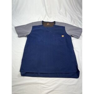 Carhart Men's Scrub Top Shirt‎ Small Blue Gray V Neck